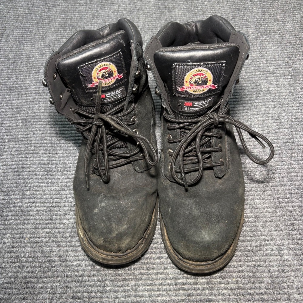 Brahma Mens Steel Toe Work Boots Black Leather Thinsulate MNBR27DP002 Size 10.5W